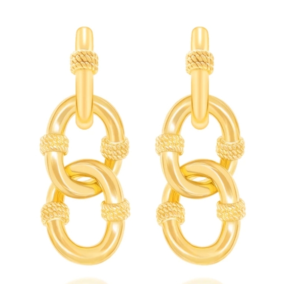 18K Gold Plated Dangle Earrings Detachable Worn 2 Ways - Picture 2 of 5